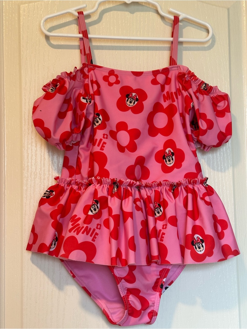 Disney Pink & Red Minnie Mouse Floral One-Piece Swimsuit